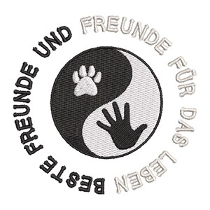 Embroidery file Ying Yang Best friends and friends for life hand dog cat animals claws paw 10x10 frame
