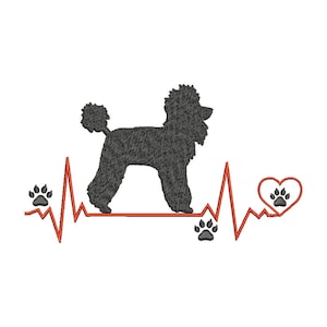 Embroidery file heartbeat 2 poodle machine embroidery animals claws paw 13x18 frame