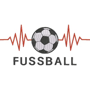 Stickdatei Fußball Herzschlag 10x10 13x18 Rahmen Clipart Cartoon Maschinenstickerei