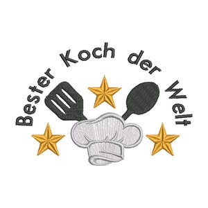 Embroidery file Best Chef in the World 13x18 Frame Chef Hat Cook Stars Spoon Lifter Kitchen Utensils