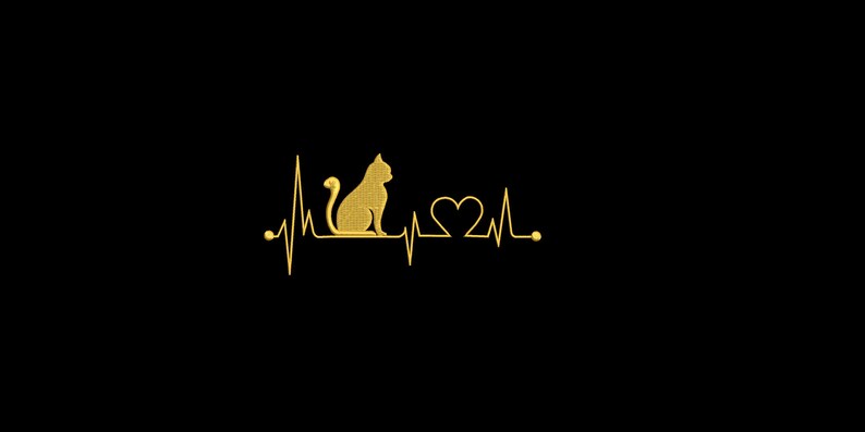 Embroidery file heartbeat cat machine embroidery animals claws paw 13x18 frame image 1