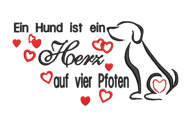 Stickdatei 2 Größen Ein Hund ist ein Herz auf vier Pfoten Etsy.de