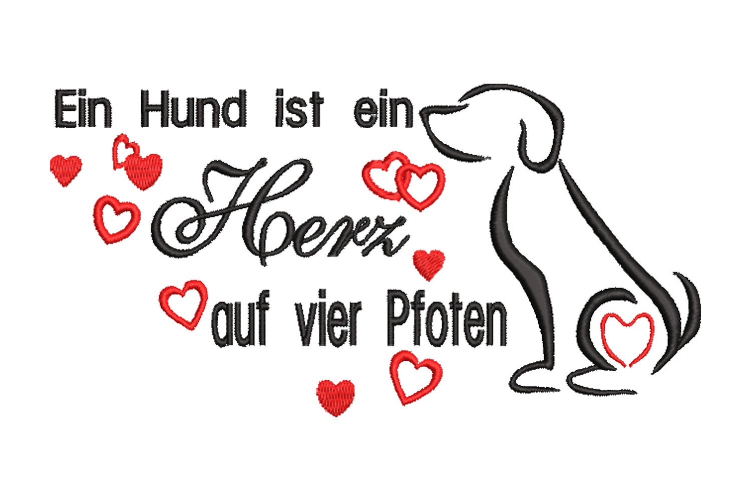 Stickdatei 2 Größen Ein Hund ist ein Herz auf vier Pfoten Etsy