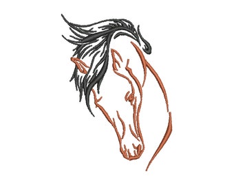 Embroidery File Horse Mustang 3 Sizes 10x10 13x10 and 13 x 18 cm Machine Embroidery Riding Horseshoe Pillow Frame