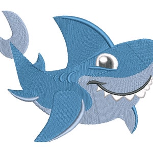 Arquivo de bordado tubarão máquina de bordar 13 x 18 cm animais marinhos peixes criaturas do mar desenhos animados toalha infantil