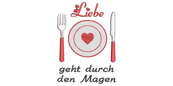 Stickdatei Liebe geht durch den Magen 13x18 cm Rahmen Spruch Etsy.de