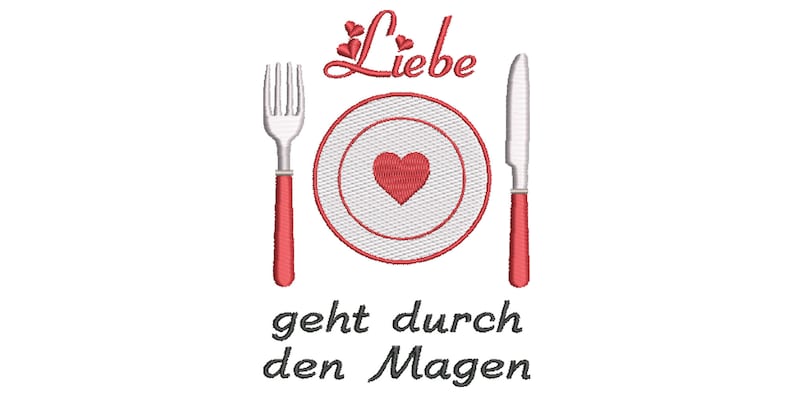 Stickdatei Liebe geht durch den Magen 13x18 cm Rahmen Spruch Etsy.de