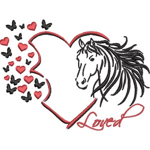 Embroidery file horse love 10x10, 10x13 and 13x18 machine embroidery horse riding horseshoe pillow 13 x 18 cm frame