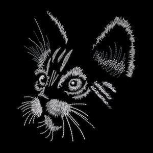 Stickdatei Katze Gesicht  13x18 Maschinenstickerei Tiere Katze Skizze Sketch Halbprofil