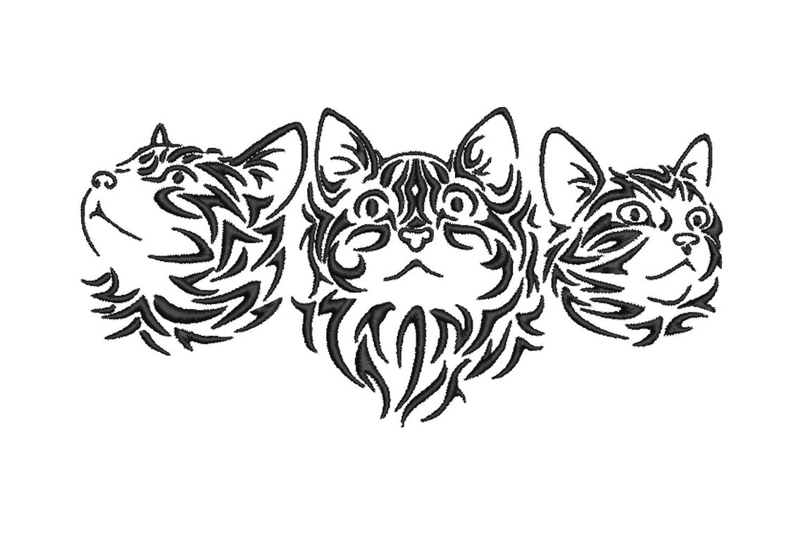 Stickdatei 3 Katzen K pfe Face Tattoo Tribal Style 13x18 20x30 Rahmen stickdatei-3-katzen-k-pfe-face-tattoo-tribal-style-13x18-20x30-rahmen