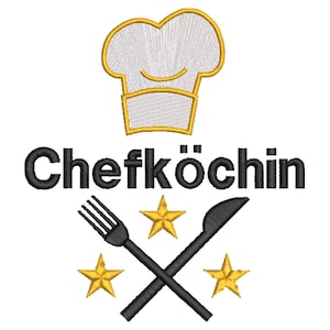 Bordado archivo chef 10x10 13x18 marco cocina chef sombrero cocina estrellas cubiertos