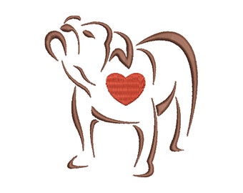 Embroidery file Bulldog dog heart paw 10x10 frame machine embroidery