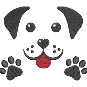 File da ricamo faccia di cane con zampe 10 x 10 cm testo ricamo a macchina che dice animali zampa cartone animato clipart artigli faccia di cane
