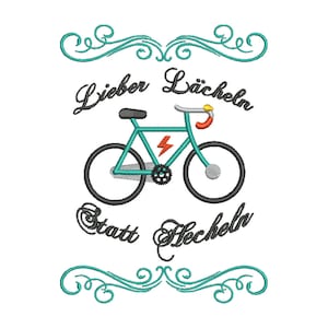 Embroidery file Prefer to smile instead of panting 13x18, 16x26 and 20x30 cm frame E-bike cycling electric