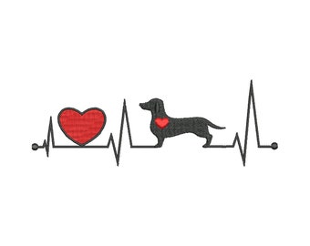Embroidery file heartbeat dachshund dachshund dog heart paw 13x18 frame machine embroidery