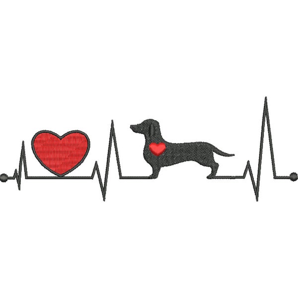 Embroidery file heartbeat dachshund dachshund Teckel dog heart paw 13x18 frame machine embroidery