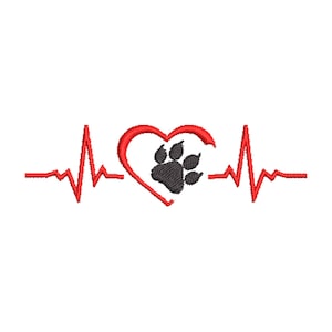 Embroidery file My heart beats for paws cats dogs machine embroidery animals claws paws 2 sizes 10x10; 13x18cm