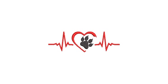 Embroidery File My Heart Beats For Paws Cats Dogs Machine Etsy