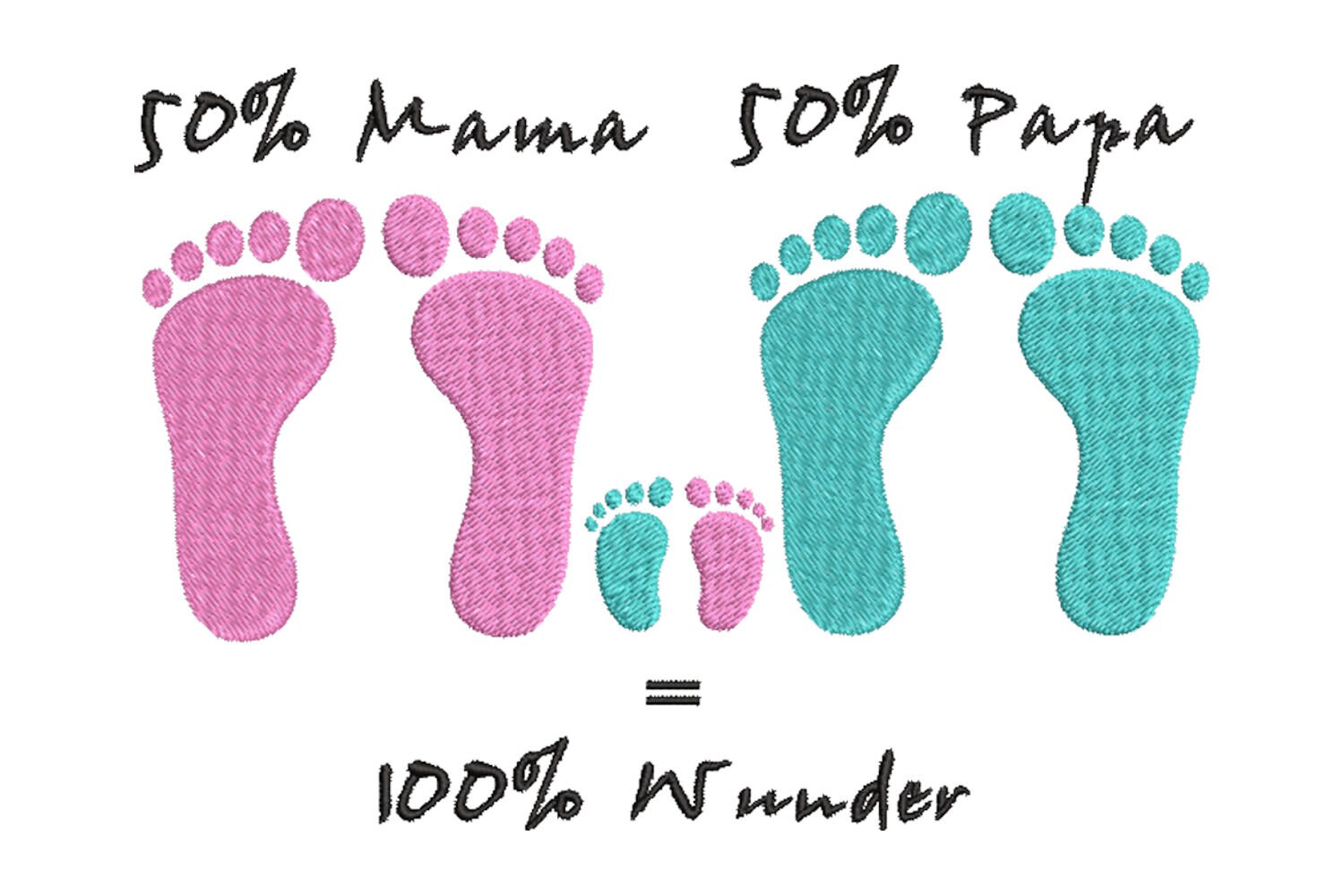 刺繍デザイン ママ・パパ・ベイビー 奇跡のミシン刺繍 誕生のお知らせ