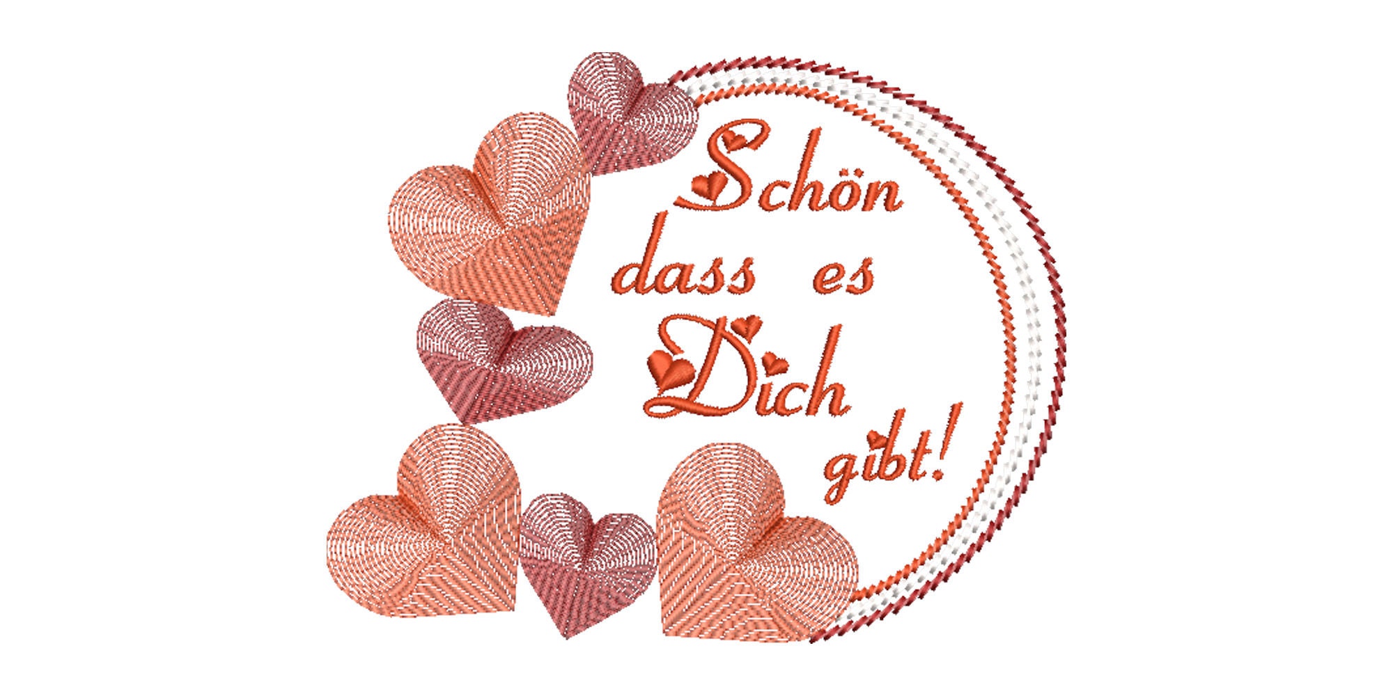 Stickdatei Herz Ripple Schön dass es Dich gibt 2 Größen Etsy.de