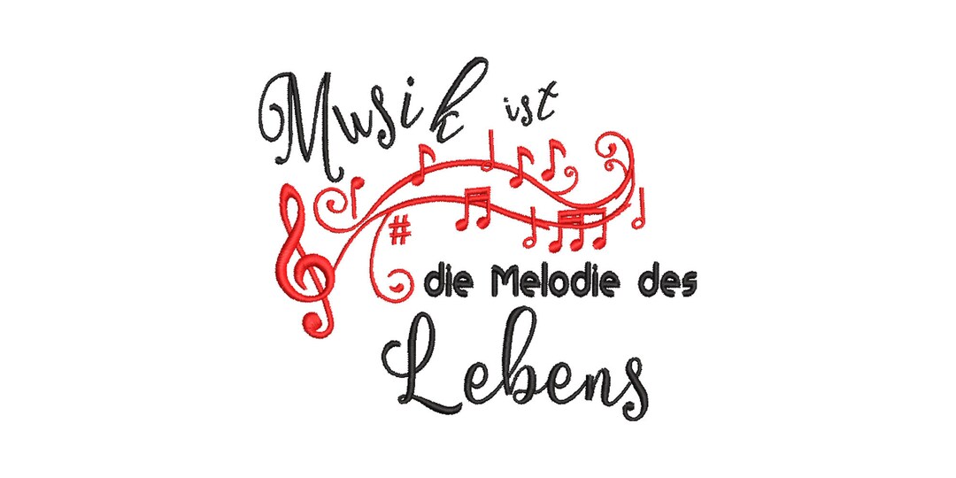 Stickdatei Musik ist die Melodie des Lebens 13x18 Rahmen Kissenmuster