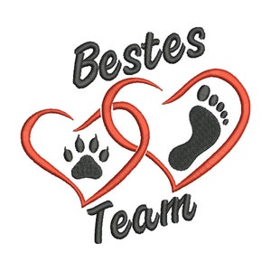 Embroidery file Best Team Heart Paw Foot 13x18 Frame Machine Embroidery Text Saying Animals Dogs Claws Fur Nose