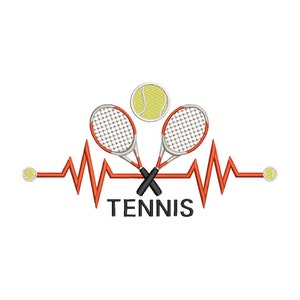 Broderifil Tennis 13x18 ram Maskinbroderi Bollsport Tennisracket Tennisboll Hjärtslag Puls