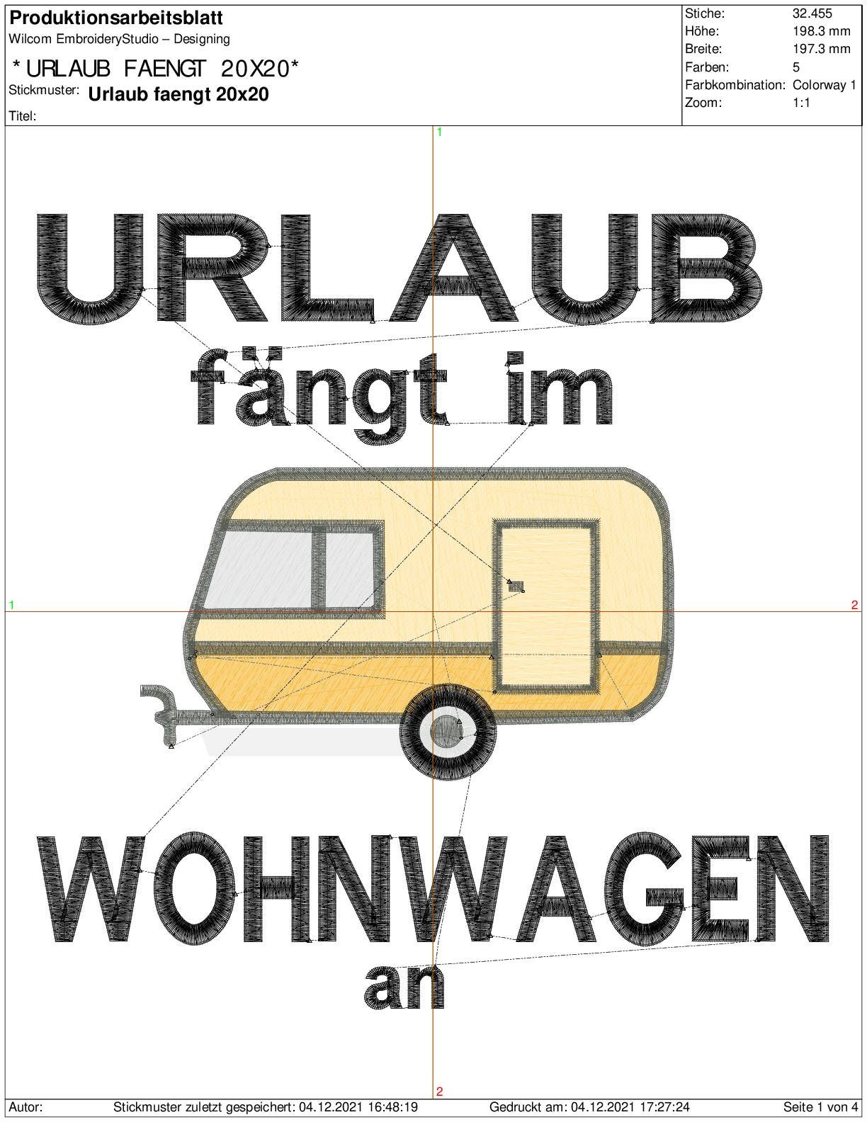 Stickdatei Urlaub fängt im Wohnwagen an 4 Gr. 10x10 13x13 Etsy.de