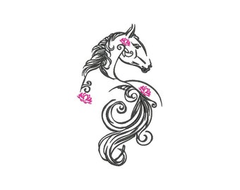 Embroidery file horse Swirly 13x18 frame machine embroidery equestrian equestrian equestrian horse riding horse riding horse Swirly