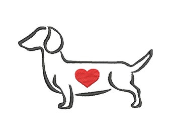 Embroidery file dachshund dachshund dog outline heart paw 10x10 frame machine embroidery