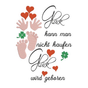 Embroidery file Happiness can not be bought... 4 sizes 13x18, 16x26 20x30 and 20x30 cm frame birth, saying, baptism, gift,