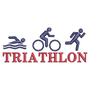 Stickdatei Triathlon Clipart Cartoon 13x18 cm Maschinenstickerei Rennen Laufen Schwimmen Radfahren 3 Kampf Ironman