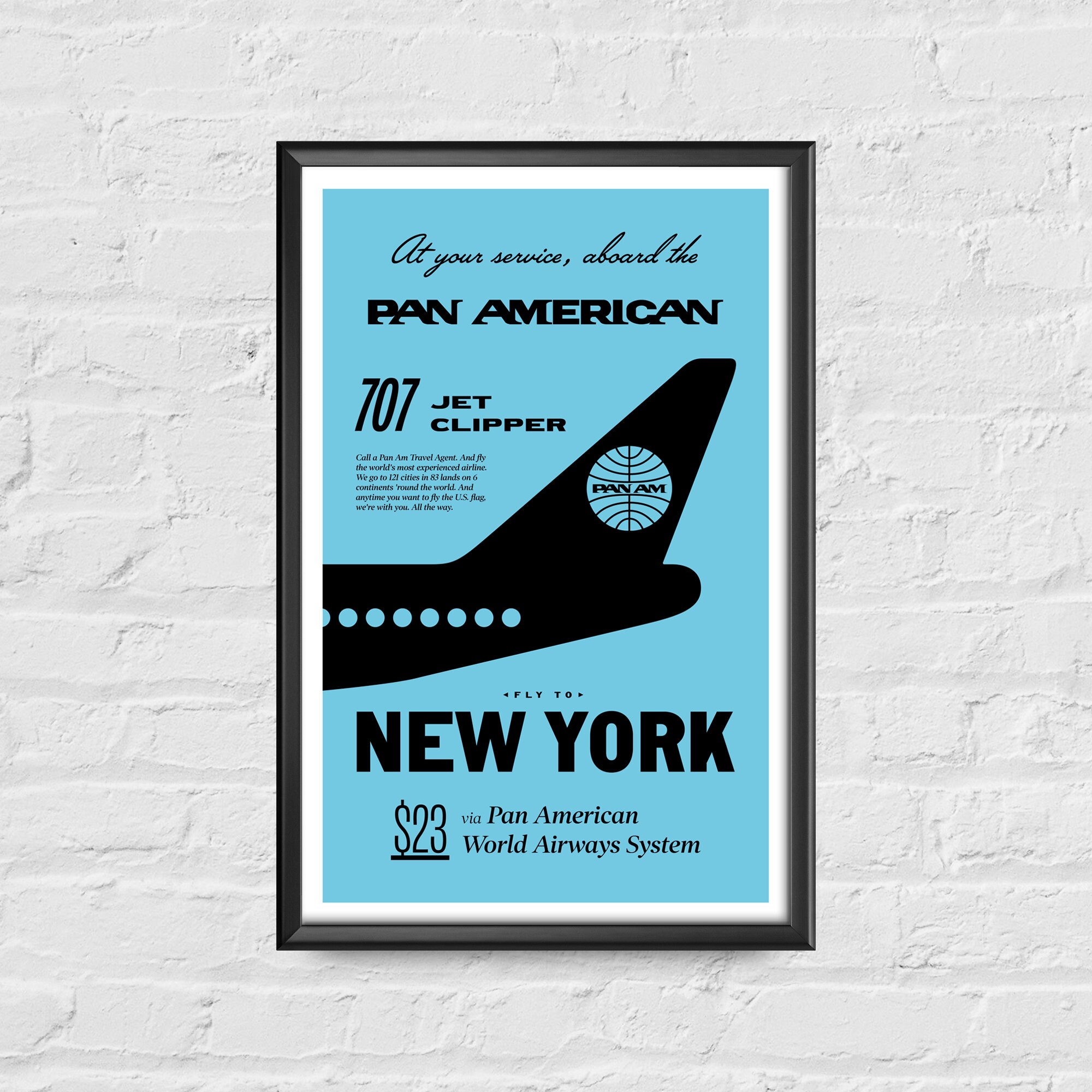 Pan Am Vintage New York Poster Etsy