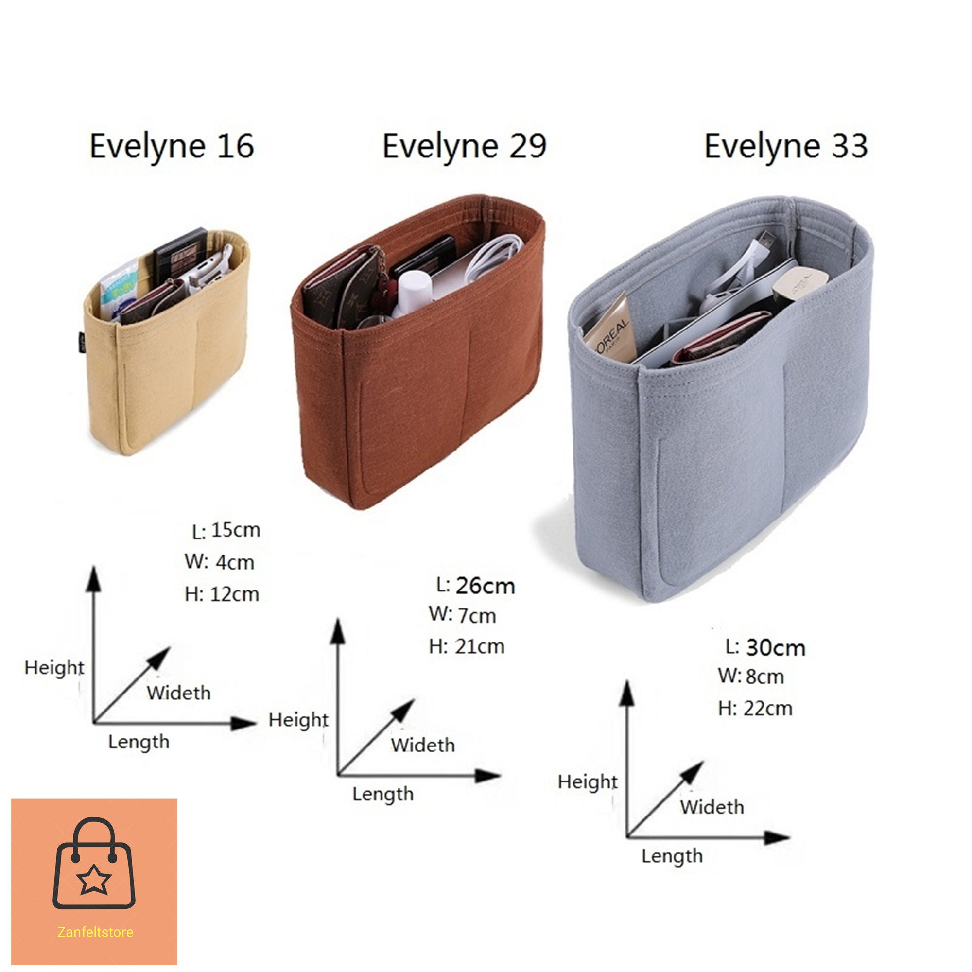 Insert For Hermes Evelyn 16/29/33 bag Hermes Evelyn 16/29/33 Etsy