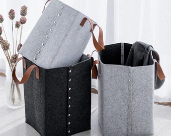 Free Shipping Foldable Storage Basket with handle Felt storage basket for laundry,organizer box for toys