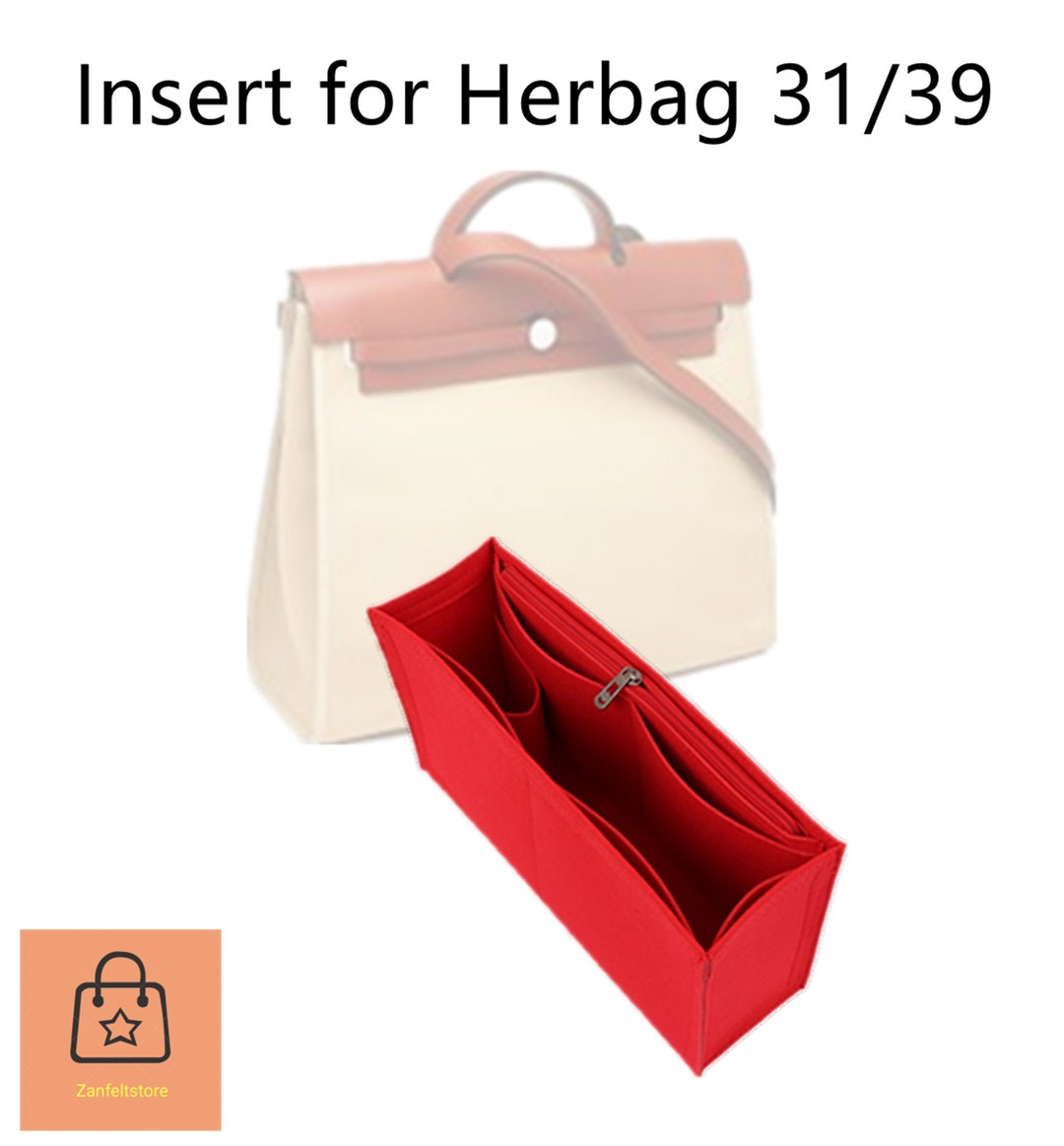 Tote Bag Organizer For Hermes Herbag 31 Bag with Single Bottle Holder
