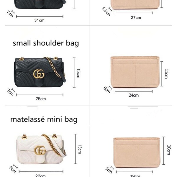 Insert organizer,GG Small Matelasse bag organizer, GG Marmont Shoulder Bag Organizer