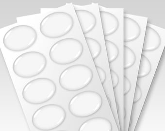 100 Pcs. Oval Epoxy Stickers, 10x14mm, 12x16mm, 13x18mm, 18x25mm, 20x30mm, 30x40mm, 30x50mm, 40x50mm, Traansparent Oval Resin Domes