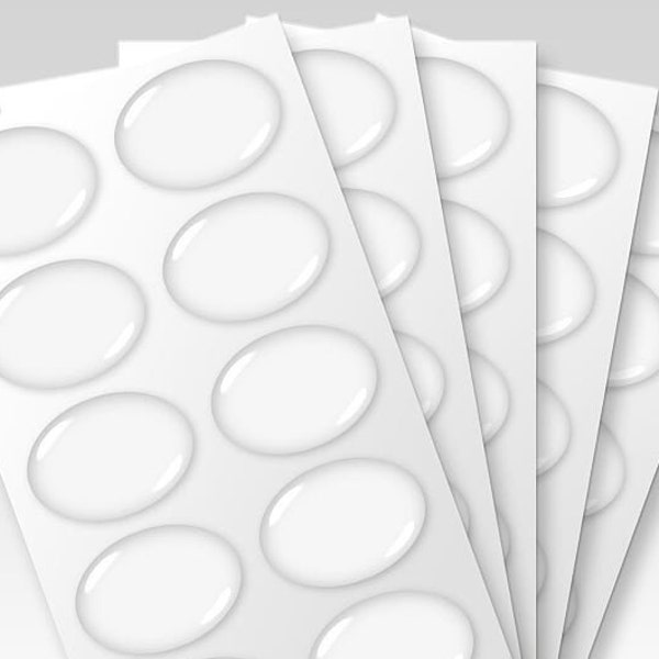 100 Pcs. Oval Epoxy Stickers, 10x14mm, 12x16mm, 13x18mm, 18x25mm, 20x30mm, 30x40mm, 30x50mm, 40x50mm, Traansparent Oval Resin Domes