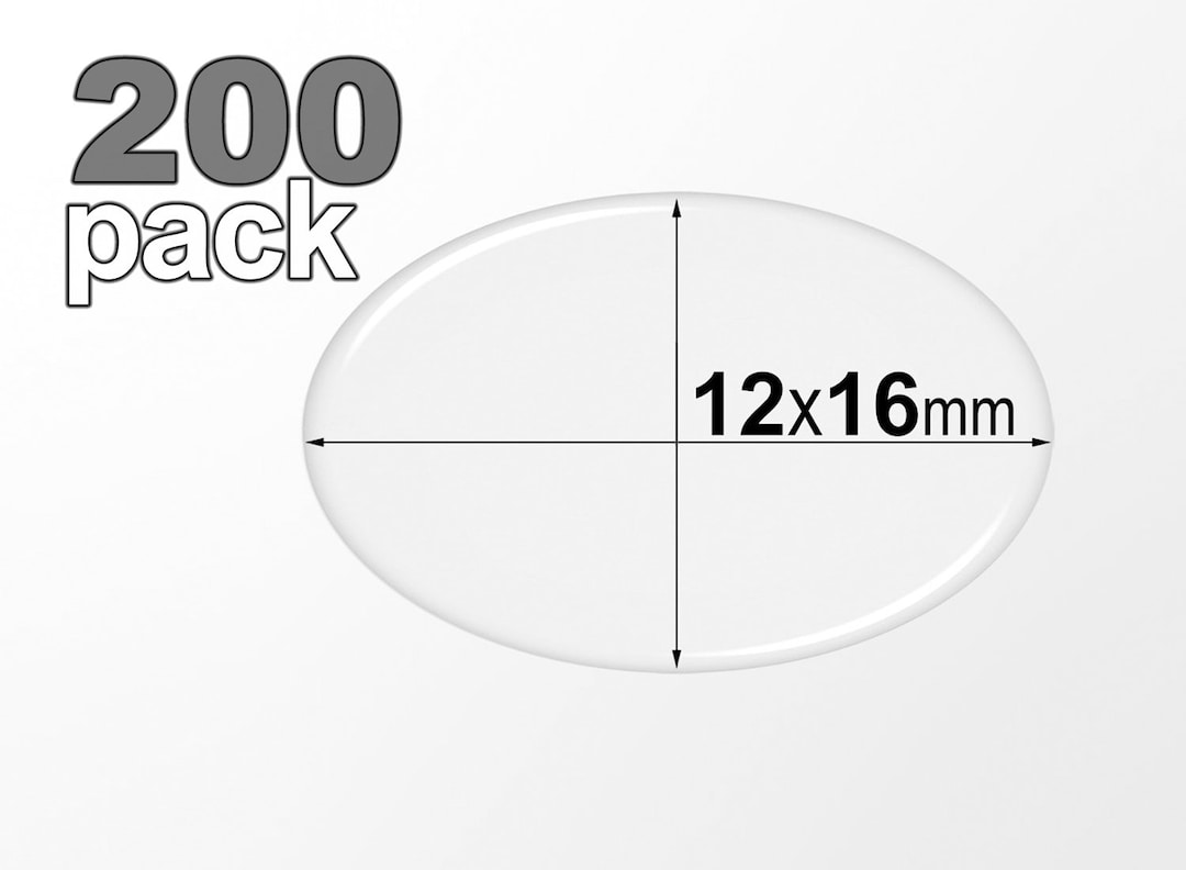 200 Pack 12x16mm Oval Epoxy Stickers Perfect Fit for Etsy UK