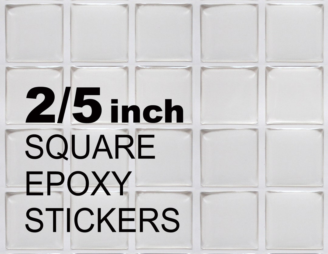 2/5 Inch Square Epoxy Stickers, 0.4