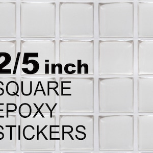 2/5 inch Square Epoxy Stickers, 0.4&quot; Transparent Square Self Adhesive Resin Seals