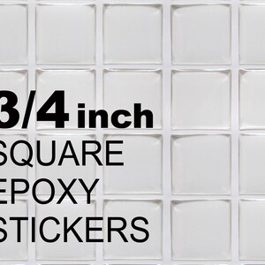 3/4 inch Square Epoxy Stickers, 0.75&quot; Transparent Square Self Adhesive Resin Seals