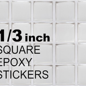 1/3 inch Square Epoxy Stickers, Transparent Square Self Adhesive Resin Seals