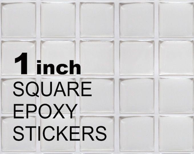100 SQUARE Epoxy Stickers, 1 Inch, 25 Mm Seals for Journaling, Birthday