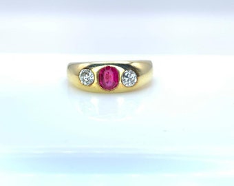 Anillo de oro macizo de 14 quilates, Zafiro rosa natural con diamantes naturales, Anillo de zafiro rosa con diamantes de talla redonda, Anillo de zafiro, Anillo de diamantes