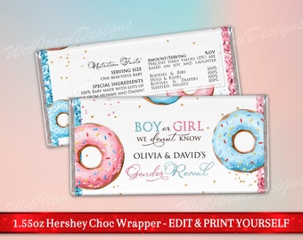Printable Candy Bar Wrapper Gender Reveal Team Pink Team Blue - Etsy