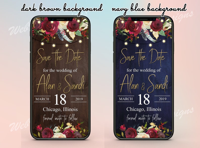 Rustic Save the Date Email Invitation With String Lights Etsy