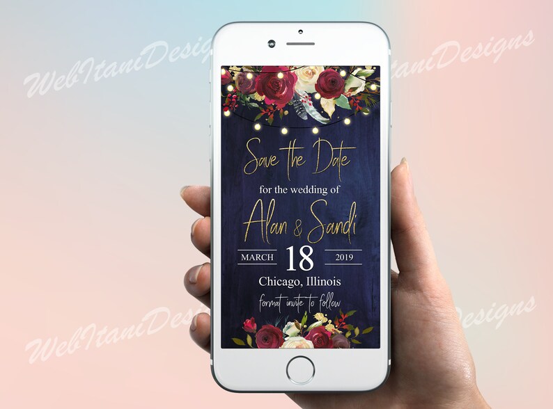 Rustic Save the Date Email Invitation With String Lights Etsy