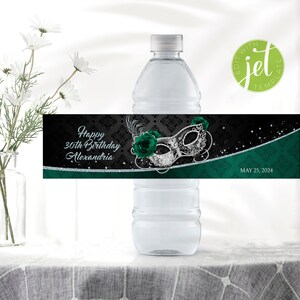 Etiquetas personalizadas para garrafas de água de baile de máscaras com máscara de baile de máscaras, etiqueta para garrafas de água faça você mesmo Msq9WI
